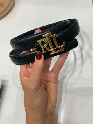 Cintura Ralph Lauren Nera con Logo Oro