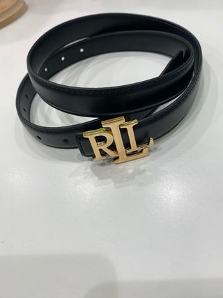 Cintura Ralph Lauren Nera con Logo Oro