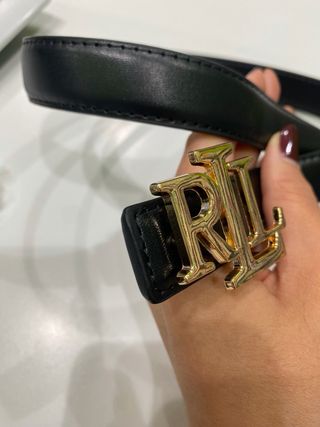 Cintura Ralph Lauren Nera con Logo Oro