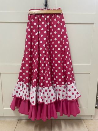 Falda Flamenco Lunares Rosa y Blanco