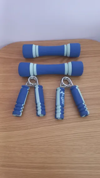 Kit Fitness Mancuernas y Agarre Azul