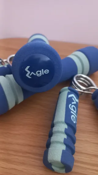 Kit Fitness Mancuernas y Agarre Azul