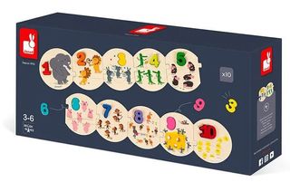Puzzle madera Janod números animales 3-6 años