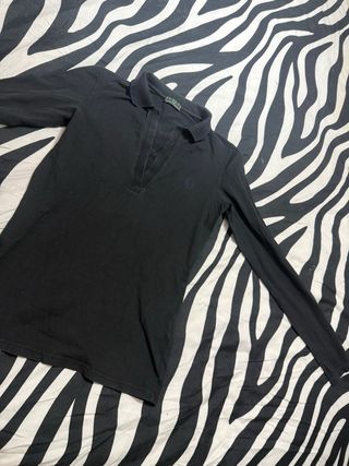 Polo Fred Perry Manga Larga Negro vintage