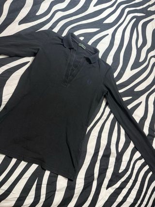 Polo Fred Perry Manga Larga Negro vintage