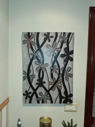 Cuadro decorativo flores blanco y negro