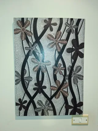 Cuadro decorativo flores blanco y negro