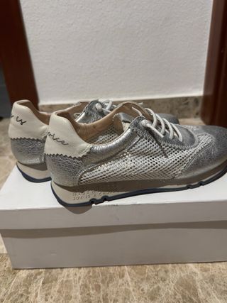 Zapatillas Hispanitas Plata/Blanco Talla 38