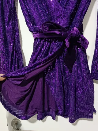 Vestido Morado Lentejuelas Bershka Talla M