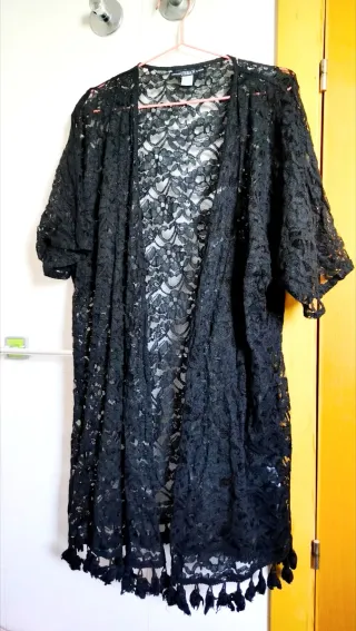 Túnica larga encaje negra Talla 42