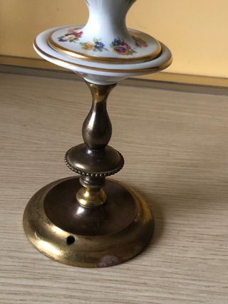 Candeliere vintage porcellana e ottone