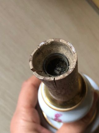 Candeliere vintage porcellana e ottone