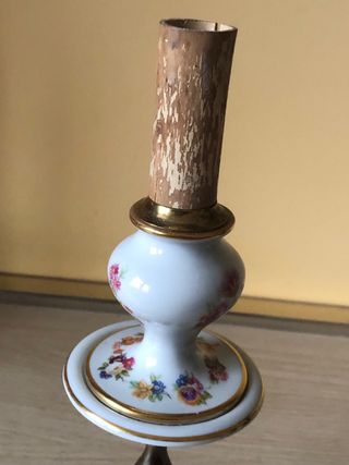 Candeliere vintage porcellana e ottone