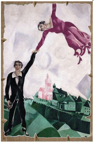 Chagall La Passeggiata Stampa su MDF cm 30x45