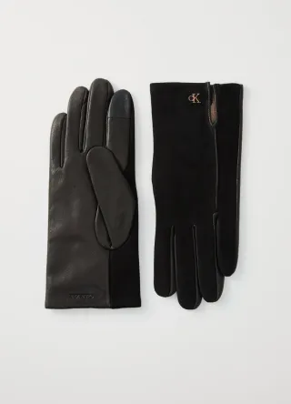 Guantes de cuero Calvin Klein negros