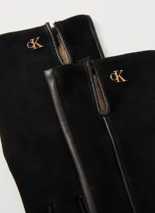 Guantes de cuero Calvin Klein negros