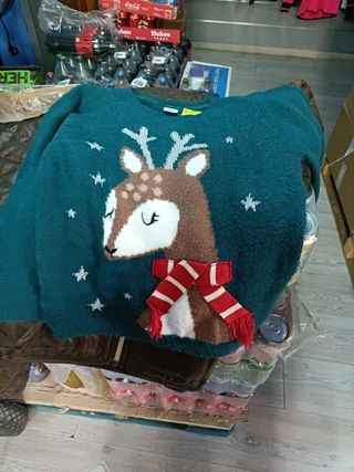 Suéter Tejido Niña Zorro Rosa y Celeste de niños