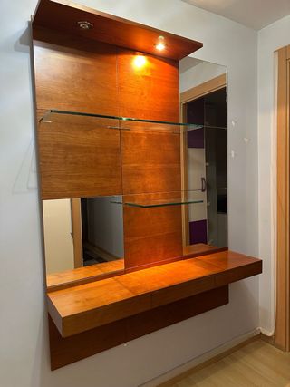 Mueble de entrada madera y cristal