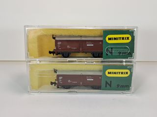 Escala N - 2 vagones techo/paredes correderas DB
