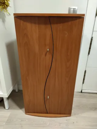 Mueble de madera con diseño curvo