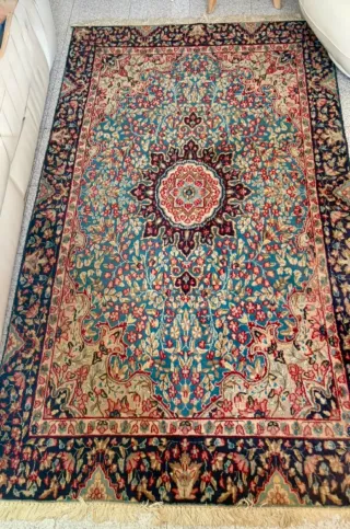 Tappeto Persiano Kirman - Lana Blu e Rosso