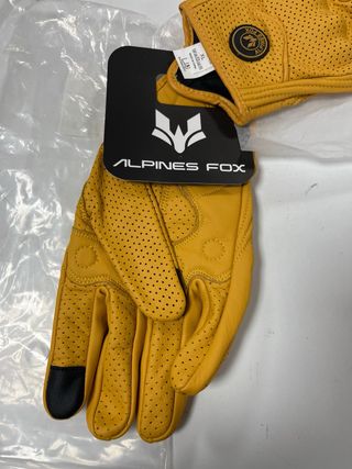Guantes Moto Retro Cuero Perforado Amarillo