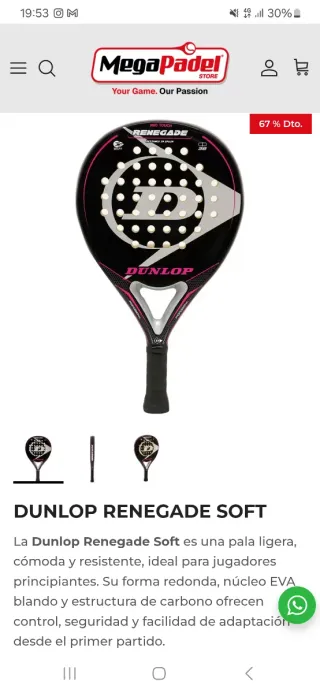 Pala de pádel Dunlop Renegade Soft