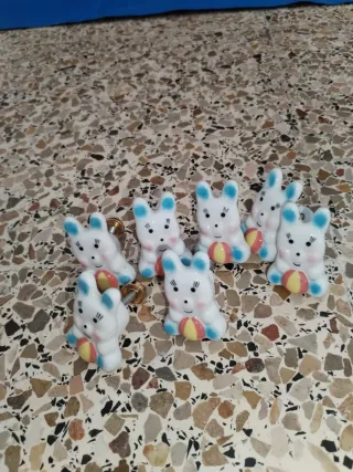 Set 7 Tiradores Cerámica Conejo con Pelota