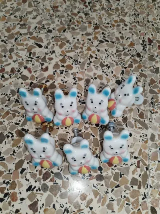 Set 7 Tiradores Cerámica Conejo con Pelota