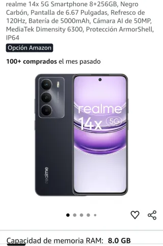 Realme 14X 5G Negro 256GB 8GB RAM