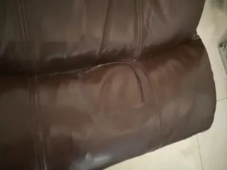 Sofá 3 plazas cuero marrón asientos reclinables