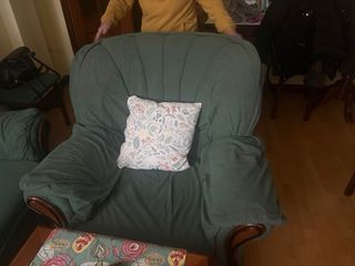 Sofá 3+1+1 tela anti manchas verde