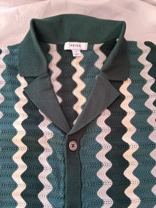 Reiss Camisa Cubana Verde y Beige Small