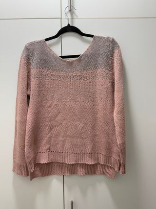 Maglione rosa e argento