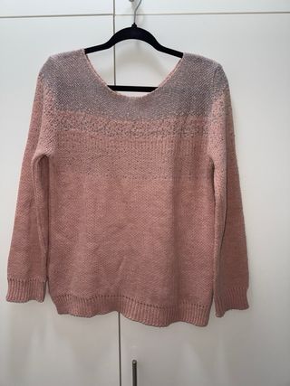 Maglione rosa e argento