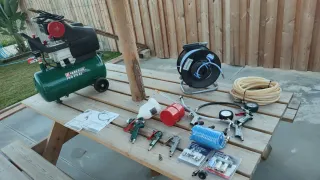 Compresor aire 8 bar max. con todos los accesorios