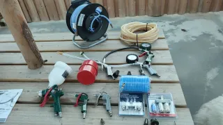 Compresor aire 8 bar max. con todos los accesorios