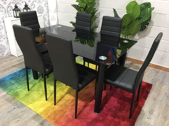 Oferta Mesa Cristal + 6 Sillas Nuevo