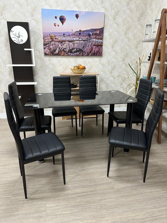 Mesa Moderna Cristal con 6 Sillas Nuevo