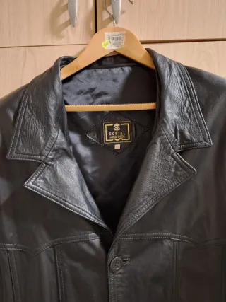 Abrigo 3/4 Piel Negro Hombre Copiel