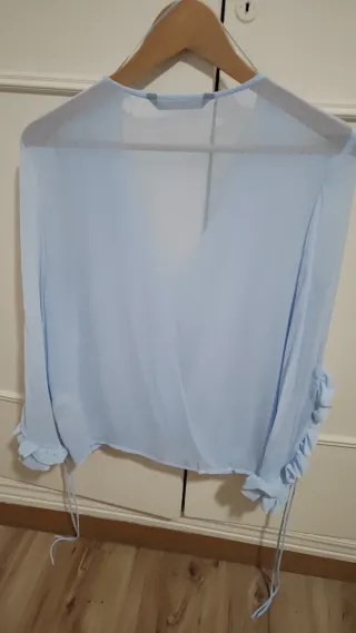 Blusa Zara Gasa Azul Talla Única