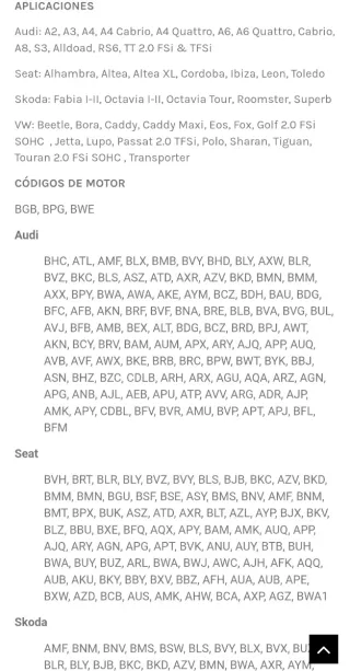 Alquiler kit calado árboles levas VAG 2.0 fsi/tfsi