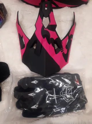 Casco Motocross Rosa y Negro Nuevo