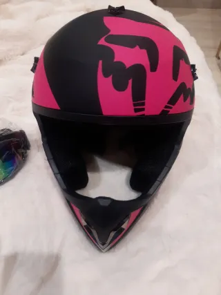 Casco Motocross Rosa y Negro Nuevo