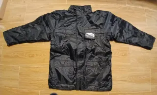 Abrigo Cazadora Impermeable Acolchado Negro