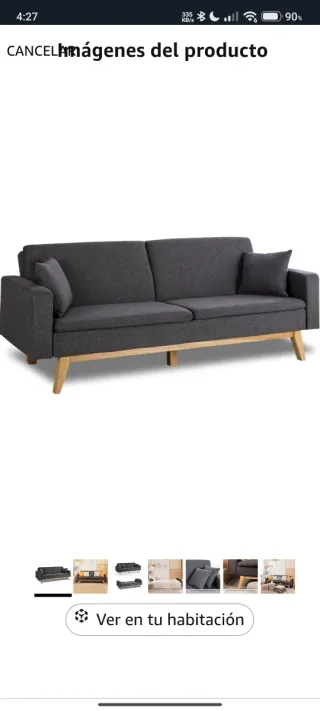 Sofá Cama Gris Tela