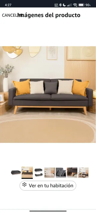 Sofá Cama Gris Tela