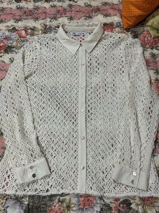 Camisa Zara Crochet Blanca
