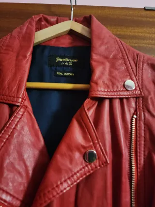 Chaqueta Biker Piel Stradivarius Roja