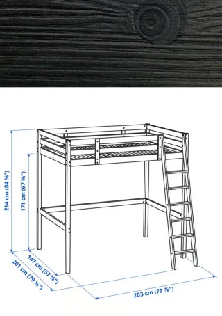 Cama alta Ikea Storä negra